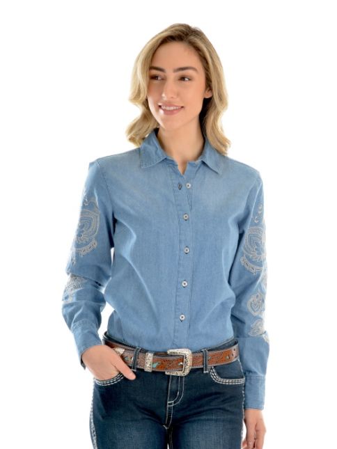 Ladies' Wrangler Vera Denim Long Sleeve Button Up Shirt