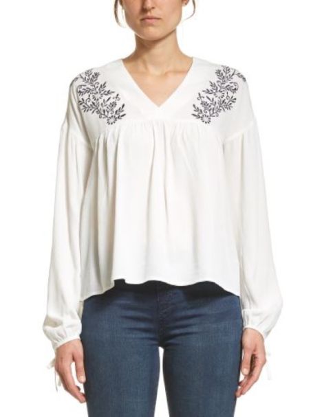 JAG Ladie's White Leonie Embroidery Blouse