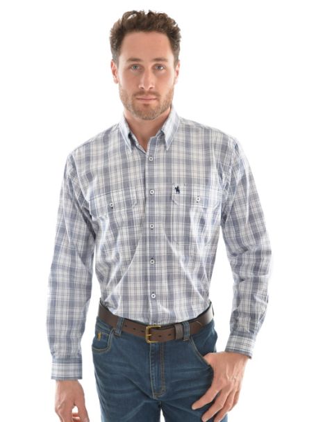 Men's Thomas Cook 'Andrew Check' 2 Pocket Long Sleeve Shirt 100% Cotton