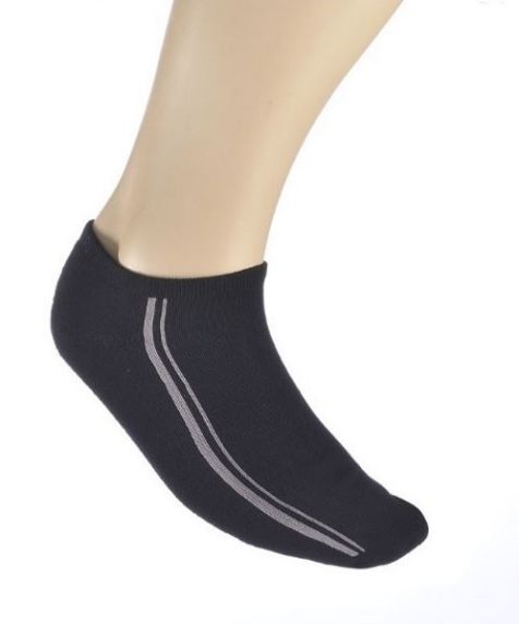 Bamboo Fibre Sports Socks - Black with Grey Stripe