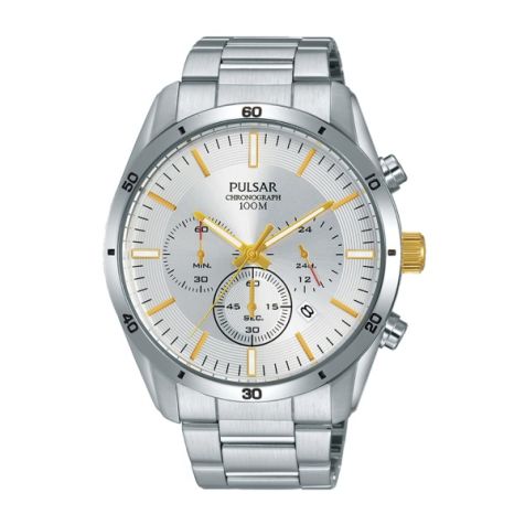 Pulsar Watch PT3841X - Chronograph - 100m W/R - Silver Stainless Steel Bracelet - Silver Face