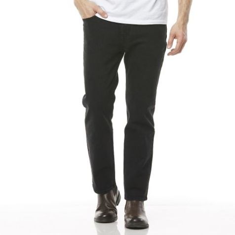 Men's Riders By Lee Classic Straight Stretch Jeans in Worn Black close front view
