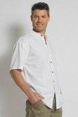 MENS HEMP AND RAYON RELAX FIT SHORT SLEEVE SHIRT -WHITE