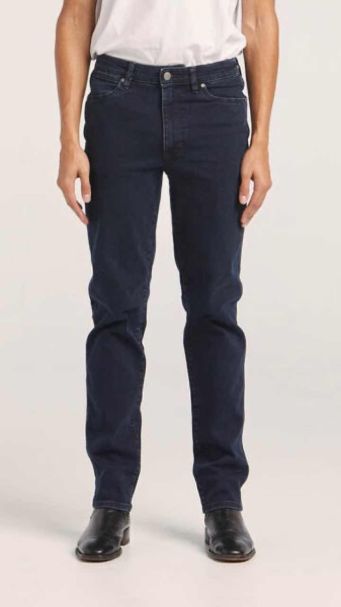 Men's Wrangler Classic Slim Straight Denim Jeans in Blue/Black 34” InLeg
