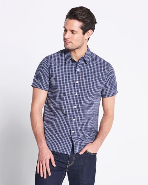  Men's Levi's Short Sleeve Classic One-Pocket Button-up Collar Check Shirt PURPLE PLUMERIA 