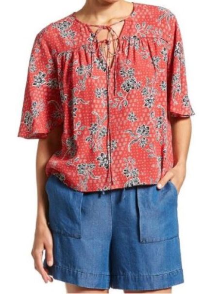 JAG Nomad Blouse RED W/ FLORAL PRINT