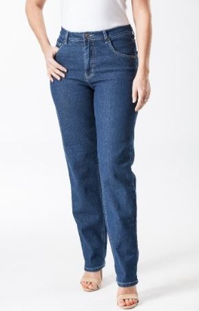 Ladies Corfu Original Rise Fuller Fit Straight Leg Stretch Jeans - Boulder Wash