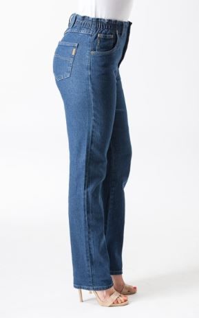 Ladies Corfu Original Rise Fuller Fit Straight Leg Stretch Trader Jeans - Boulder Wash