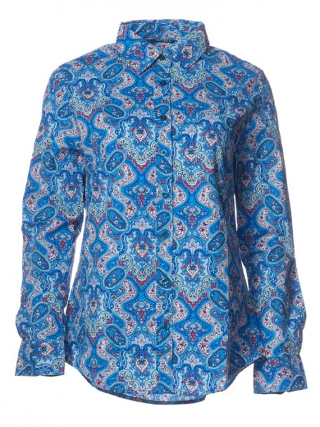 Ladies' Outback "Blue Floral" 100% Cotton Long Sleeve Button-Up Shirt