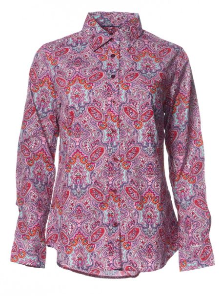 Ladies' Outback "Pink Paisley" 100% Cotton Long Sleeve Button-Up Shirt