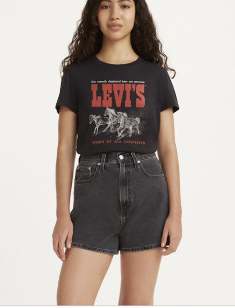 Ladies Levi's The Perfect Tee Horse Trio in Black Oyster