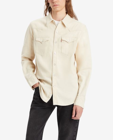 Men's Levi's Barstow Standard Fit Western Shirt in "Ecru"