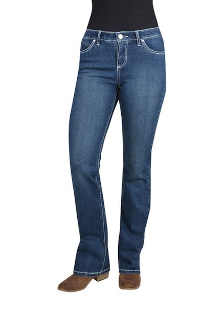 Ladies Wrangler Windsong Jean Q-baby Booty Up in Marine Blue - 34" In Leg