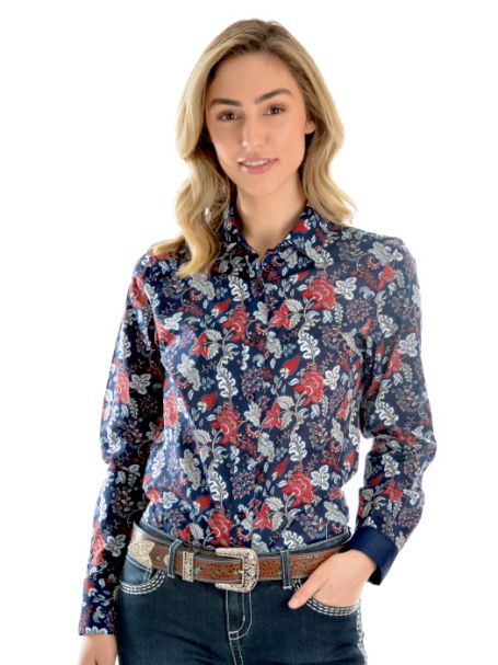 Ladies' Wrangler Macy Print Long Sleeve Button Up Shirt
